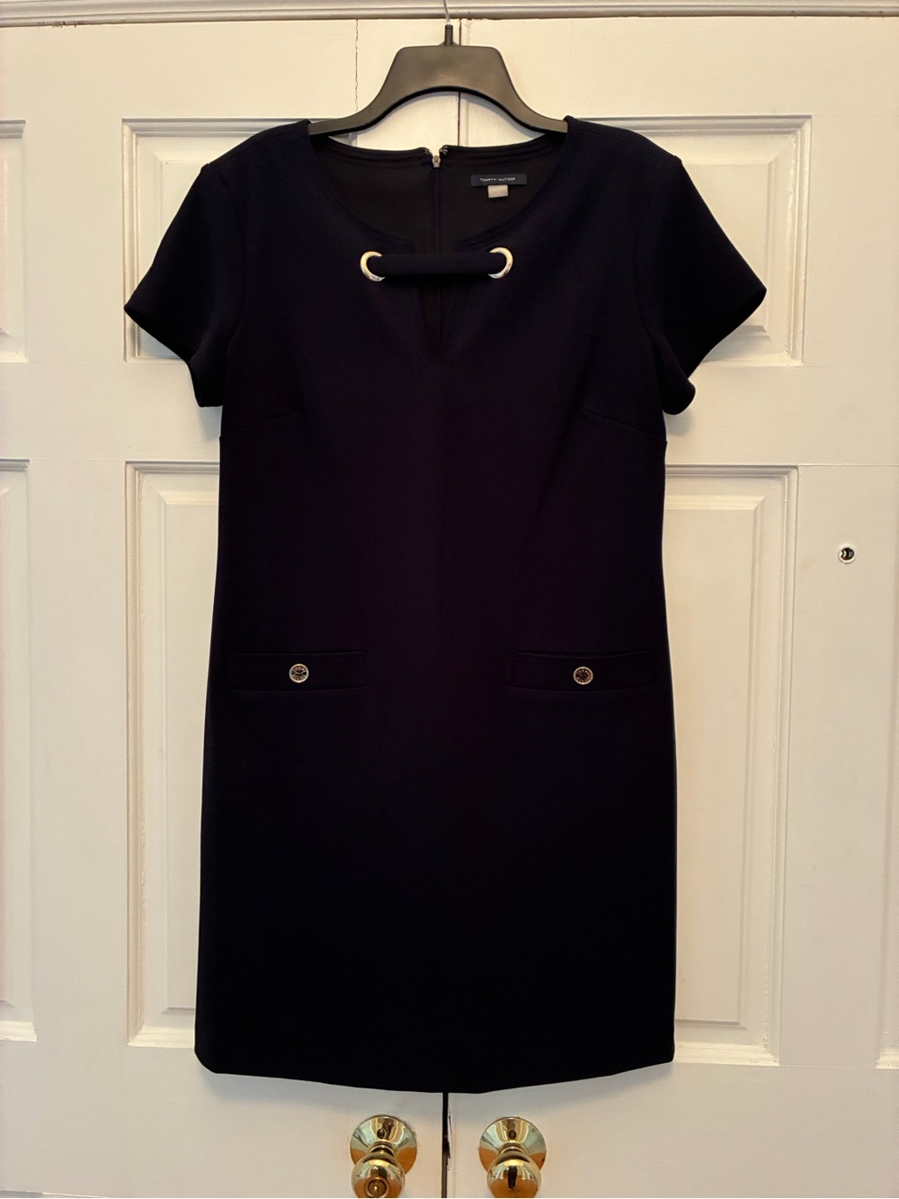 Tommy Hilfiger Navy Short-Sleeve Shift Dress with Ring Detail